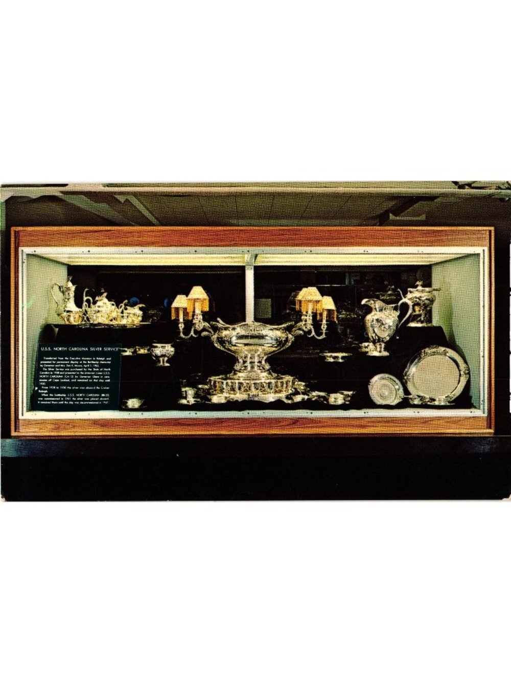 USS North Carolina Silver Service Postcard Featuring Historic Display 1908 Silve
